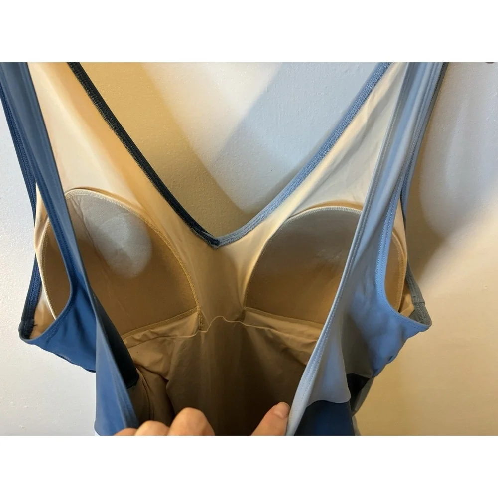 SUMMERSALT Teal Blue Colorblock The Perfect Wrap One Piece‎ Swimsuit 22 Bathing